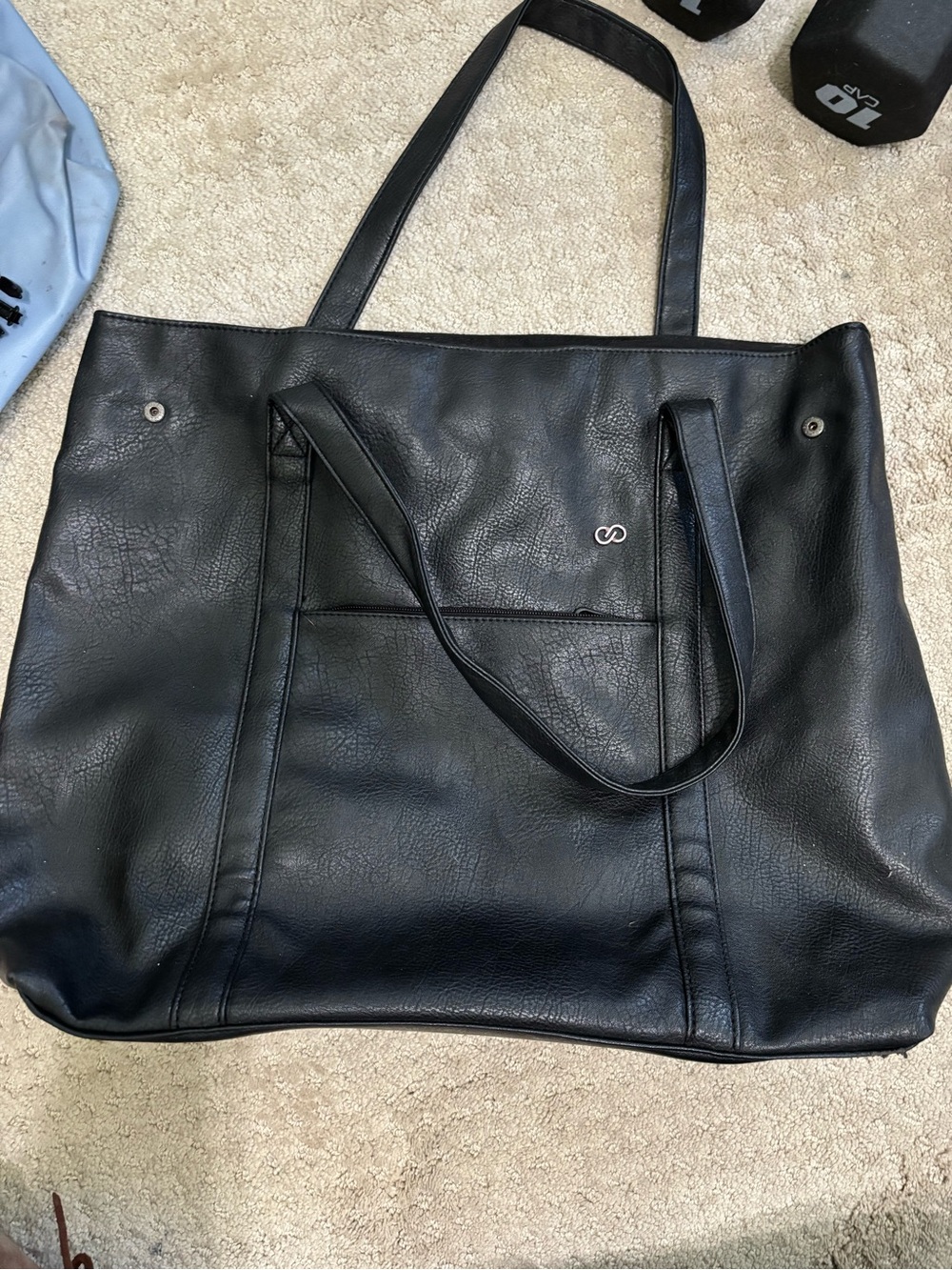 CALIA Black Leather-Look Tote Bag